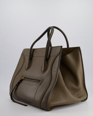 Celine Brown Large Phantom Luggage Handbag in Grained Calfskin Leather with Gold Hardware