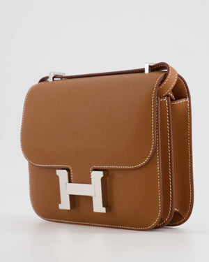 *HOT* Hermès Constance Mini 18cm Bag in Gold Epsom Leather with Palladium Hardware