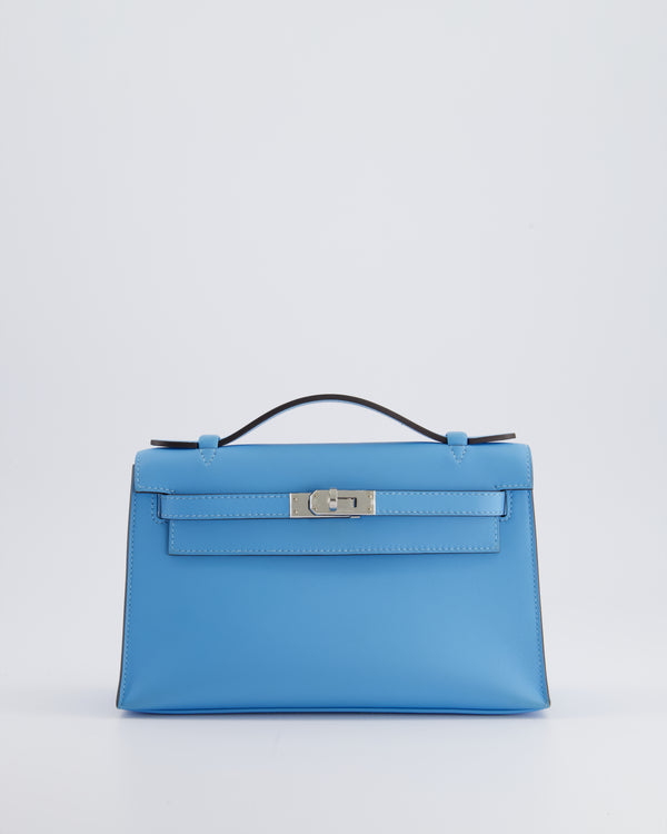 *HOT* Hermès Kelly Pochette in Celeste Swift Leather with Palladium Hardware