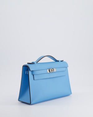 *HOT* Hermès Kelly Pochette in Celeste Swift Leather with Palladium Hardware