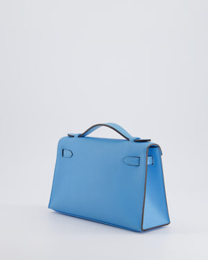 *HOT* Hermès Kelly Pochette in Celeste Swift Leather with Palladium Hardware