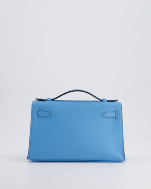 *HOT* Hermès Kelly Pochette in Celeste Swift Leather with Palladium Hardware