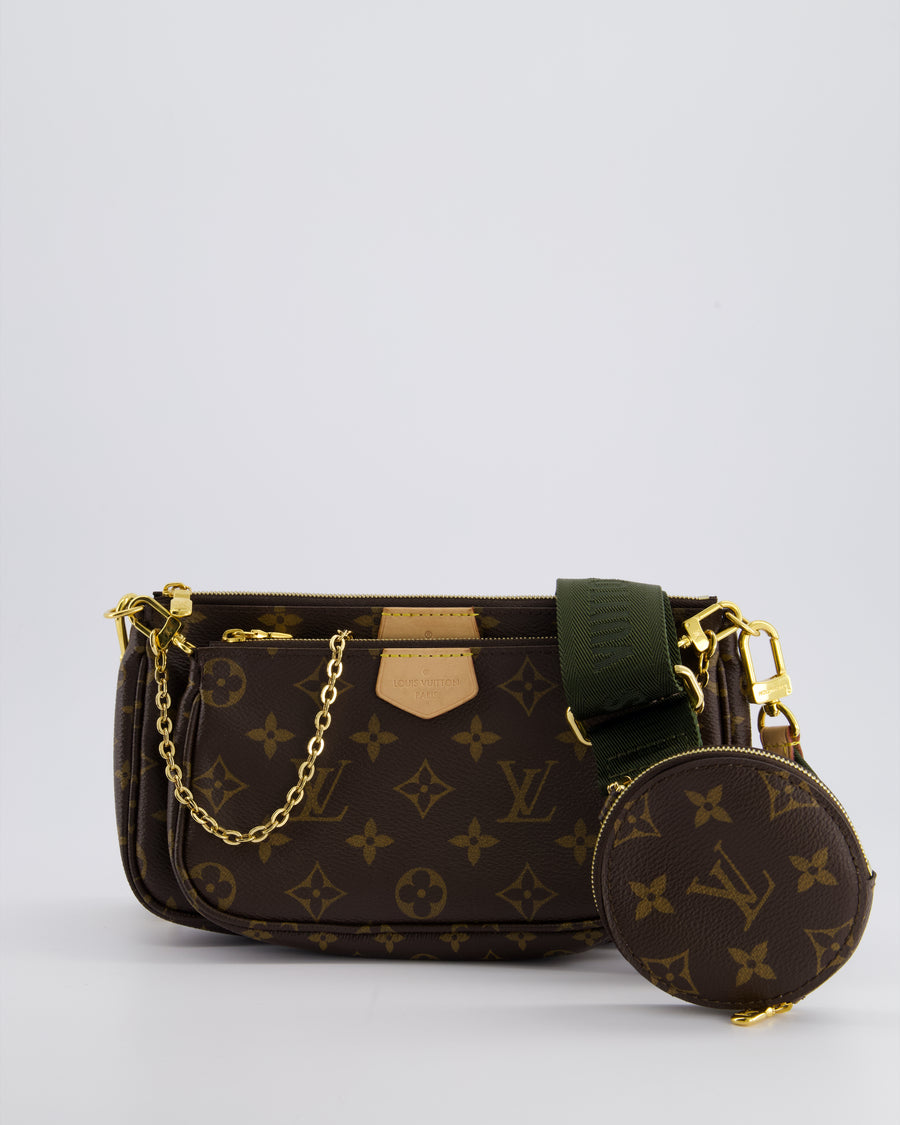 Louis Vuitton Monogram Multi Pochette Bag with Khaki Green Strap and Gold Hardware RRP £1970