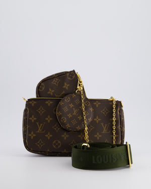 Louis Vuitton Monogram Multi Pochette Bag with Khaki Green Strap and Gold Hardware RRP £1970