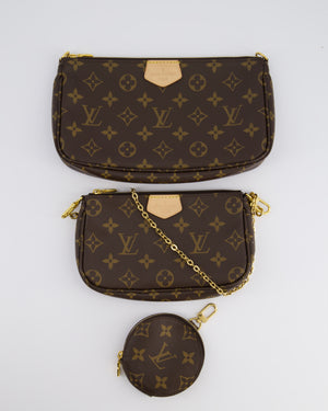 Louis Vuitton Monogram Multi Pochette Bag with Khaki Green Strap and Gold Hardware RRP £1970