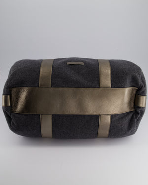 Brunello Cucinelli Grey Felt Duffle Bag with Gunmetal Grey Hardware