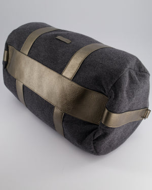 Brunello Cucinelli Grey Felt Duffle Bag with Gunmetal Grey Hardware