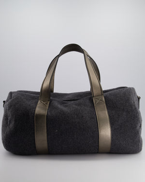 Brunello Cucinelli Grey Felt Duffle Bag with Gunmetal Grey Hardware