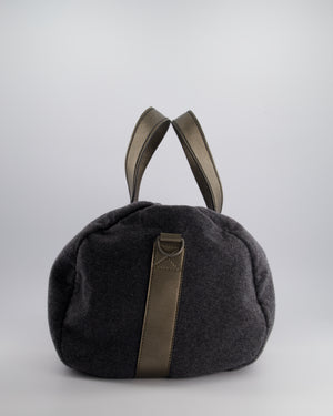 Brunello Cucinelli Grey Felt Duffle Bag with Gunmetal Grey Hardware