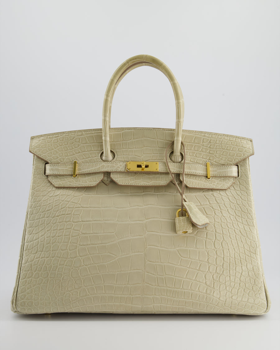 Hermès Birkin 35cm Bag in Beton Alligator Mississippiensis with Gold Hardware