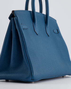 Hermès Birkin 25cm Retourne Bag in Bleu Colbert Togo Leather with Palladium Hardware