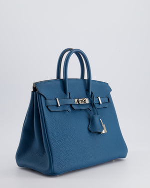 Hermès Birkin 25cm Retourne Bag in Bleu Colbert Togo Leather with Palladium Hardware