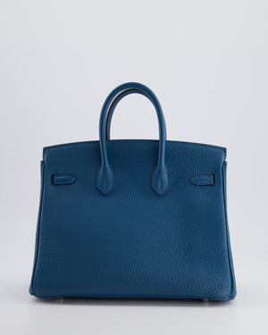 Hermès Birkin 25cm Retourne Bag in Bleu Colbert Togo Leather with Palladium Hardware