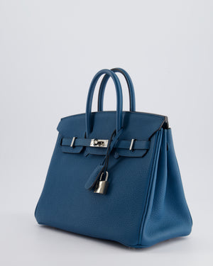 Hermès Birkin 25cm Retourne Bag in Bleu Colbert Togo Leather with Palladium Hardware