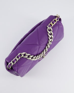 Chanel Purple Medium 19 Bag in Quilted Goatskin Leather with Mixed Hardware