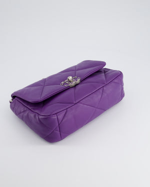 Chanel Purple Medium 19 Bag in Quilted Goatskin Leather with Mixed Hardware