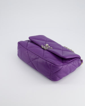 Chanel Purple Medium 19 Bag in Quilted Goatskin Leather with Mixed Hardware