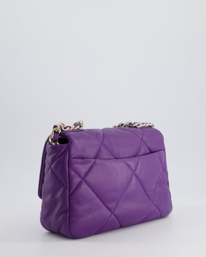 Chanel Purple Medium 19 Bag in Quilted Goatskin Leather with Mixed Hardware