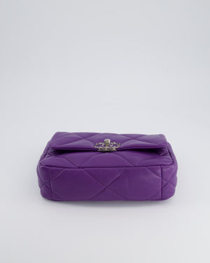 Chanel Purple Medium 19 Bag in Quilted Goatskin Leather with Mixed Hardware