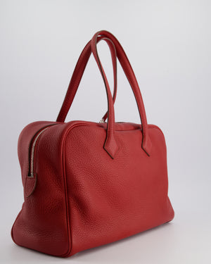 Hermès Victoria II 35cm Bag in Rouge Garance Clemence Leather with Palladium Hardware