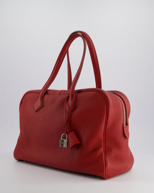 Hermès Victoria II 35cm Bag in Rouge Garance Clemence Leather with Palladium Hardware