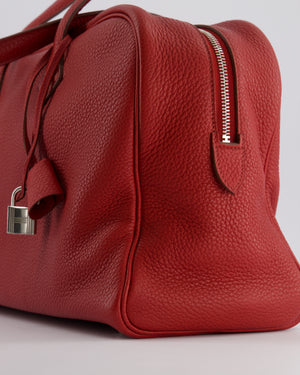 Hermès Victoria II 35cm Bag in Rouge Garance Clemence Leather with Palladium Hardware