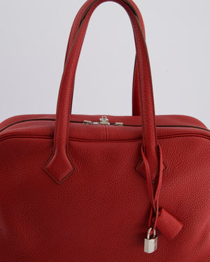 Hermès Victoria II 35cm Bag in Rouge Garance Clemence Leather with Palladium Hardware