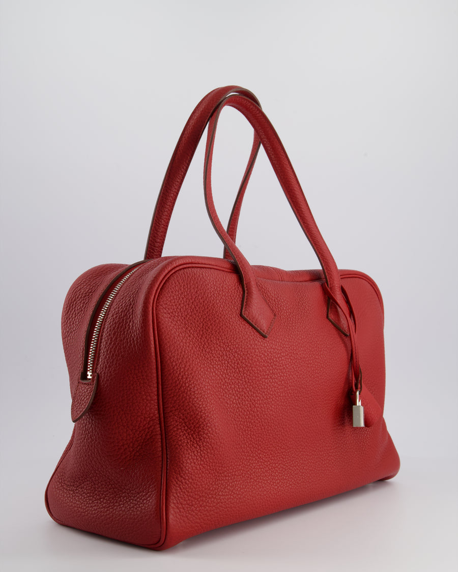 Hermès Victoria II 35cm Bag in Rouge Garance Clemence Leather with Palladium Hardware