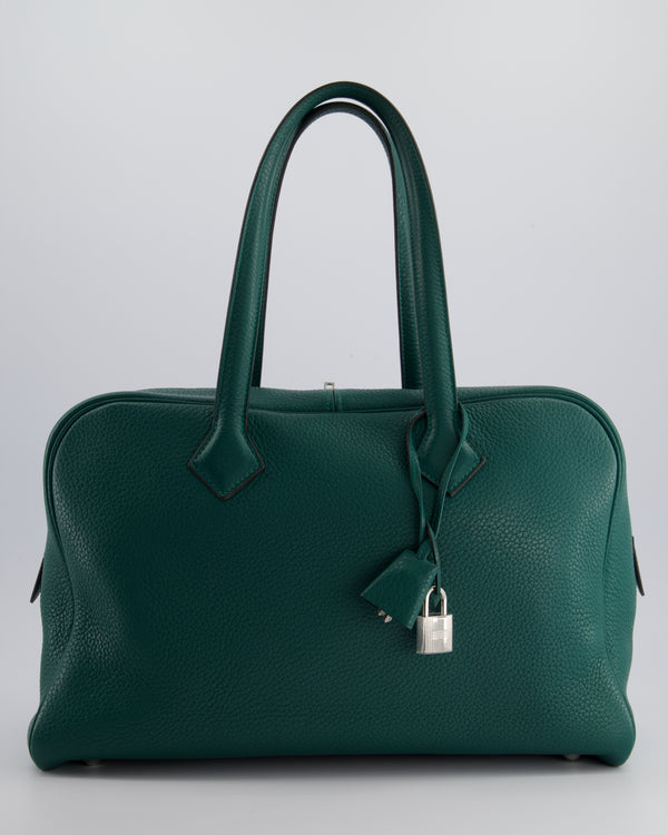 Hermès Victoria II 35cm Bag in Malachite Clemence Leather with Palladium Hardware