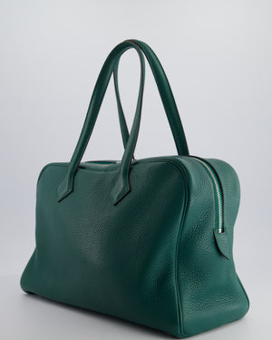 Hermès Victoria II 35cm Bag in Malachite Clemence Leather with Palladium Hardware