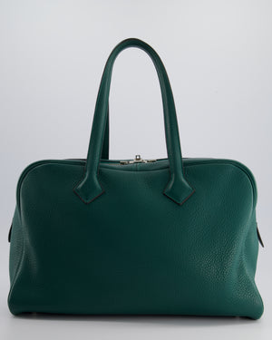 Hermès Victoria II 35cm Bag in Malachite Clemence Leather with Palladium Hardware