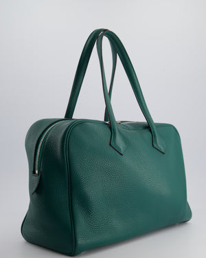 Hermès Victoria II 35cm Bag in Malachite Clemence Leather with Palladium Hardware