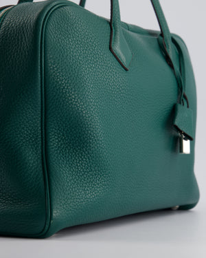 Hermès Victoria II 35cm Bag in Malachite Clemence Leather with Palladium Hardware