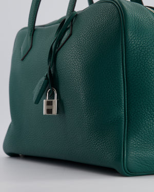 Hermès Victoria II 35cm Bag in Malachite Clemence Leather with Palladium Hardware