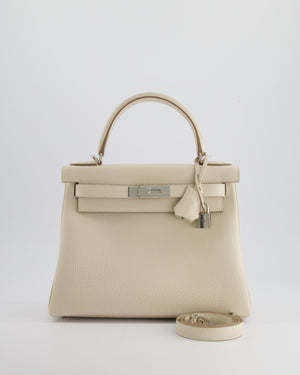 Hermès Kelly 28cm Bag Retourne in Craie Togo Leather with Palladium Hardware