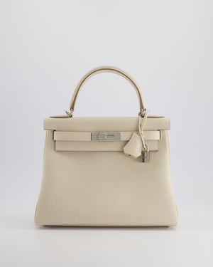 Hermès Kelly 28cm Bag Retourne in Craie Togo Leather with Palladium Hardware