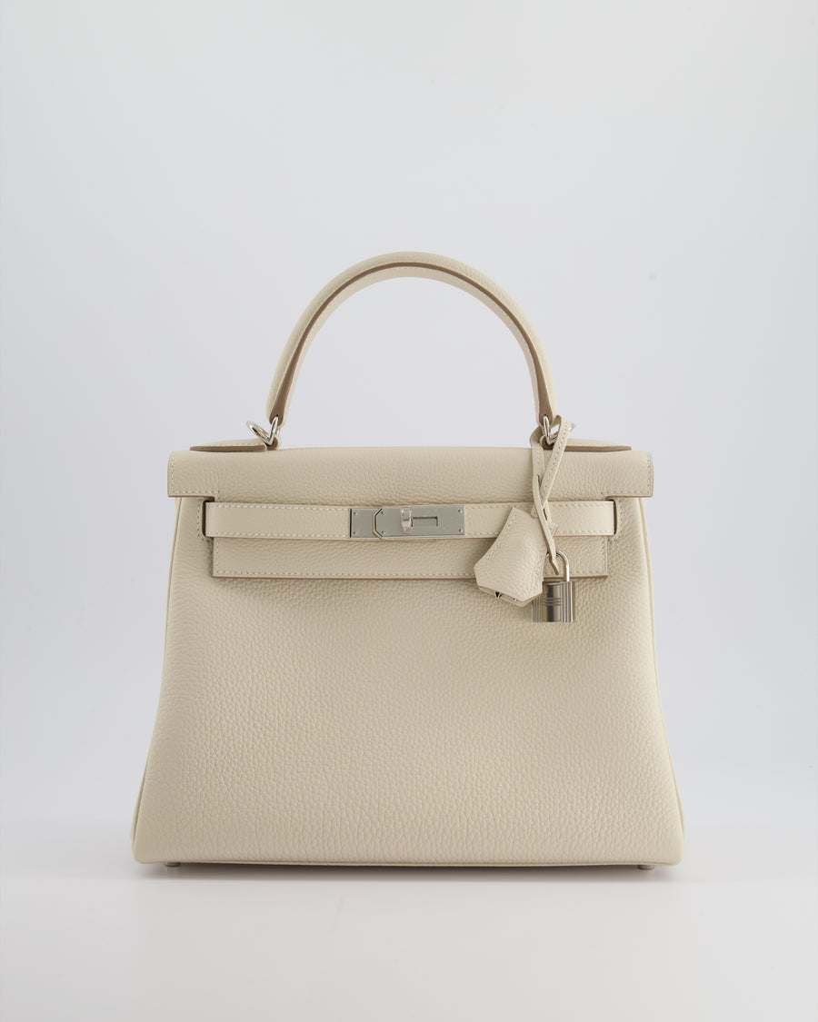 Hermès Kelly 28cm Bag Retourne in Craie Togo Leather with Palladium Hardware