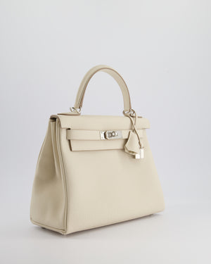 Hermès Kelly 28cm Bag Retourne in Craie Togo Leather with Palladium Hardware