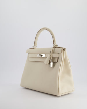 Hermès Kelly 28cm Bag Retourne in Craie Togo Leather with Palladium Hardware