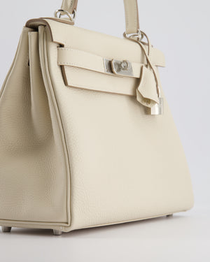 Hermès Kelly 28cm Bag Retourne in Craie Togo Leather with Palladium Hardware