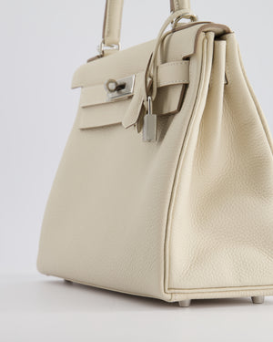 Hermès Kelly 28cm Bag Retourne in Craie Togo Leather with Palladium Hardware