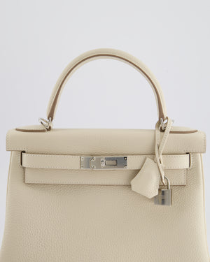 Hermès Kelly 28cm Bag Retourne in Craie Togo Leather with Palladium Hardware