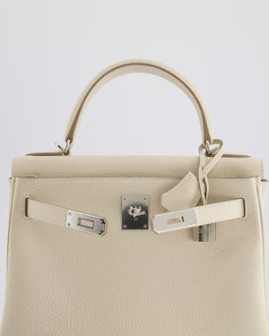 Hermès Kelly 28cm Bag Retourne in Craie Togo Leather with Palladium Hardware