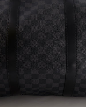 Louis Vuitton Black Graphite Keepall 55 Damier Travel Bag with Silver Hardware RRP £2,050