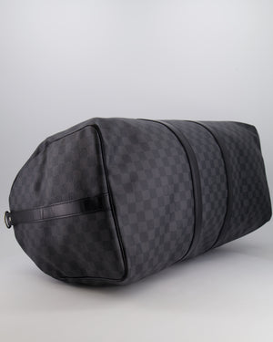 Louis Vuitton Black Graphite Keepall 55 Damier Travel Bag with Silver Hardware RRP £2,050