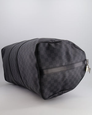 Louis Vuitton Black Graphite Keepall 55 Damier Travel Bag with Silver Hardware RRP £2,050