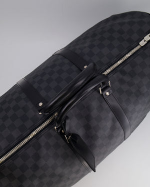 Louis Vuitton Black Graphite Keepall 55 Damier Travel Bag with Silver Hardware RRP £2,050