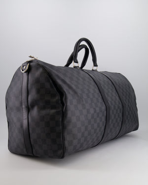 Louis Vuitton Black Graphite Keepall 55 Damier Travel Bag with Silver Hardware RRP £2,050