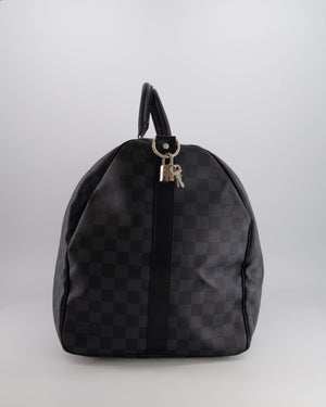 Louis Vuitton Black Graphite Keepall 55 Damier Travel Bag with Silver Hardware RRP £2,050