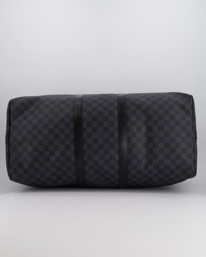 Louis Vuitton Black Graphite Keepall 55 Damier Travel Bag with Silver Hardware RRP £2,050